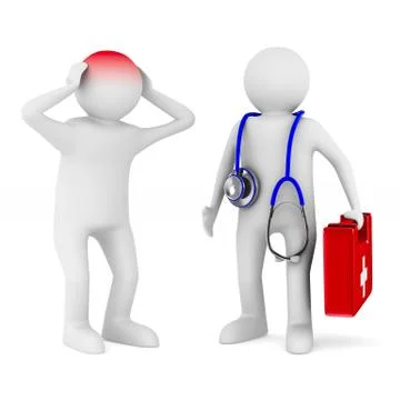 Man with headache on white background. Isolated 3D illustration 库存插图