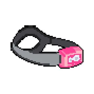 Man headlamp flashlight pixel art vector illustration Stock Illustration