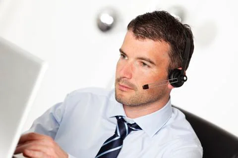 Man with headset Stock Photos