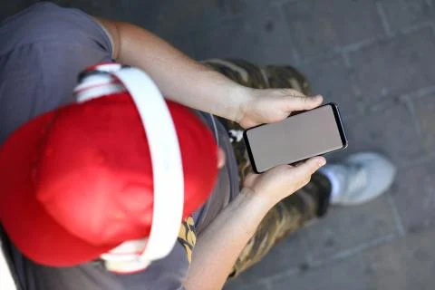 Man in headset with smartphone Stock Photos
