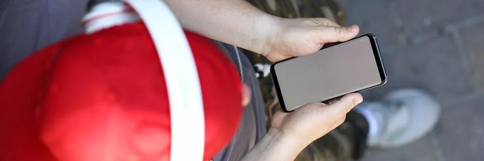 Man in headset with smartphone Stock Photos