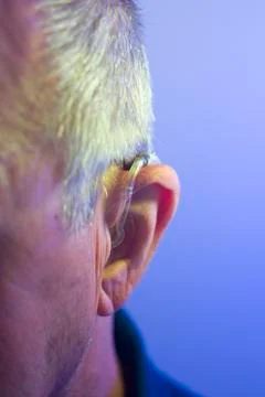 Man with hearing aid Stock Photos