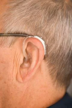 Man with hearing aid Stock Photos