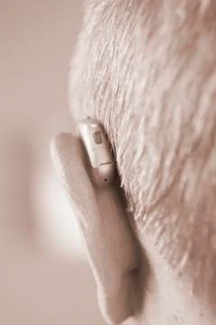Man with hearing aid Stock Photos