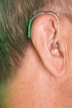 Man with hearing aid Stock Photos