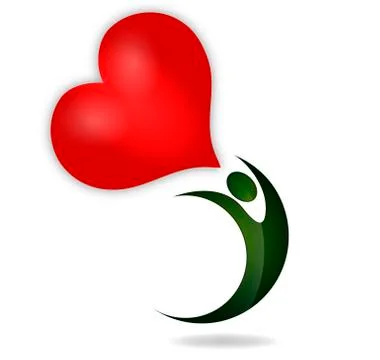 A man with a heart logo Stock Illustration