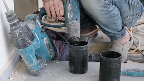 Man heating a pipe for a bathroom Stock Footage 238534369