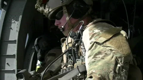 Man in helicopter (hd) c Stock Footage