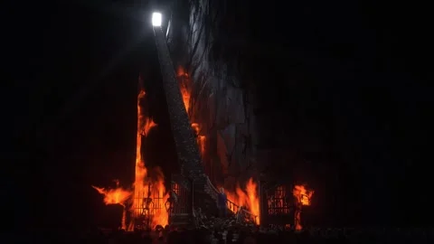 Man in hell. Sinner. A lonely sinfull man stands in front of a hell gates. Stock Footage 328547683