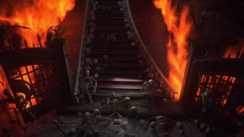 Man in hell. Sinner. A lonely sinfull man stands in front of a hell gates. Stock Footage 328547948