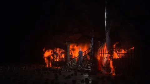 Man in hell. Sinner. A lonely sinfull man stands in front of a hell gates. Hell Stock Illustration