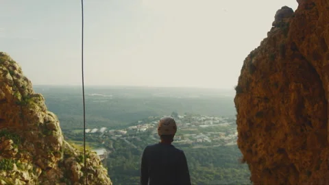 Man With Helmet Looking At View Stock Footage 275482878