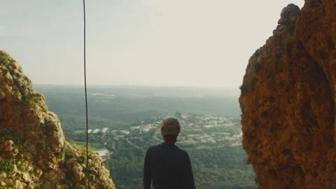 Man With Helmet Looking At View Stock Footage 275489210