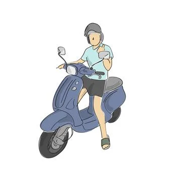 Man with helmet showing thumb up on his motorcycle illustration vector Stock Illustration