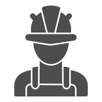 Man in a helmet solid icon, labour day concept, engineer sign on white Stock Illustration