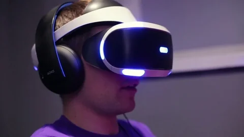 Man in the helmet of virtual reality Stock Footage 75391778