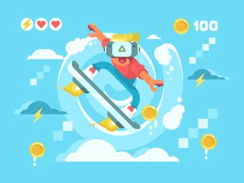 Man in helmet of virtual reality Stock Illustration