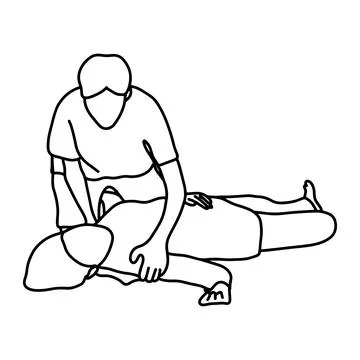 Man helping human on the ground  vector illustration sketch hand drawn with b Stock Illustration