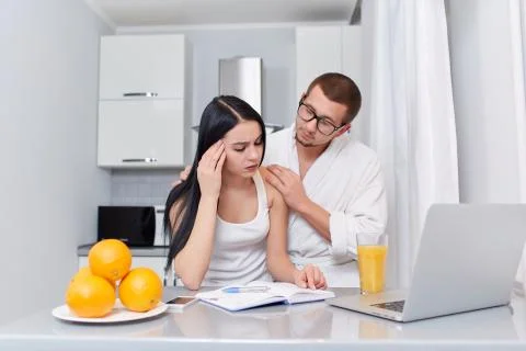 Man helping with study her girlfriend Foto stock