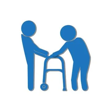Man helps elderly patient with a walker illustration 스톡 일러스트