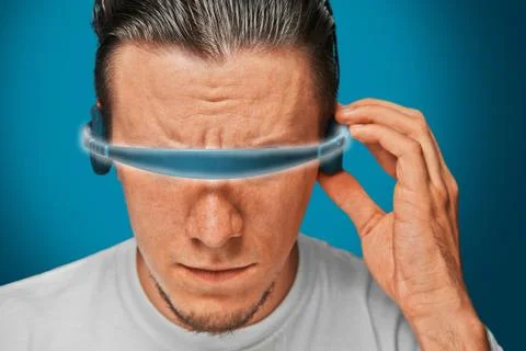 Man in hi-tech glasses Stock Photos