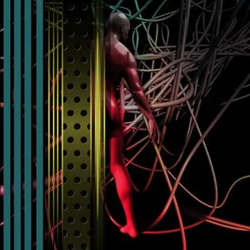 Man with hi-tech lines Stock Illustration