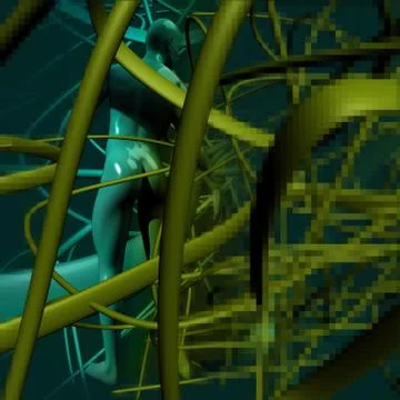 Man with hi-tech lines1 Stock Illustration