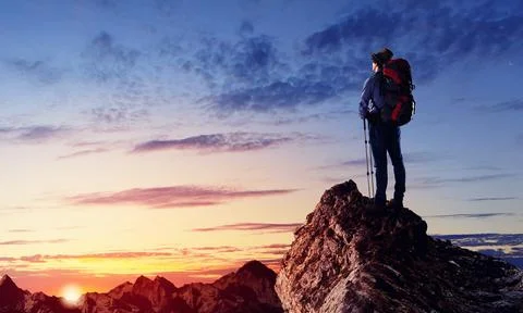 The Man on the High Mountain Stock Photos