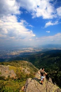 Man in high mountain vertical Stock Photos