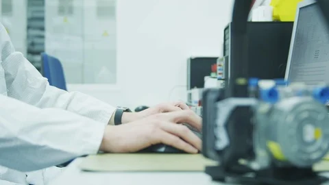 Man in High Tech Production Plant - Computerized Chip Manufacturing Stock Footage 85719000