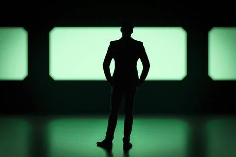 Man in a high-tech room Stock Illustration