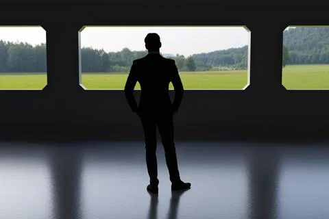 Man in a high-tech room Stock Illustration