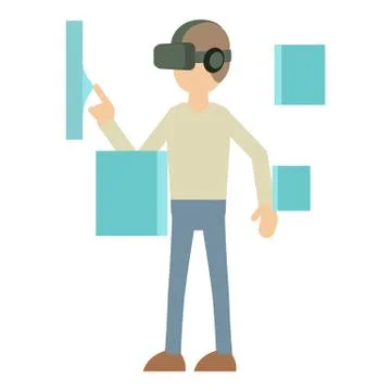 Man with high tech smart glasses icon Illustrazione stock