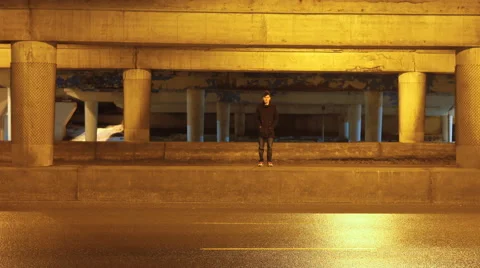 Man Highway alone Stock Footage 46727500