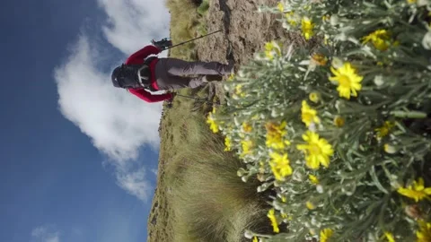 Man hiker on mountain trail in mexico Stock Footage 203848680