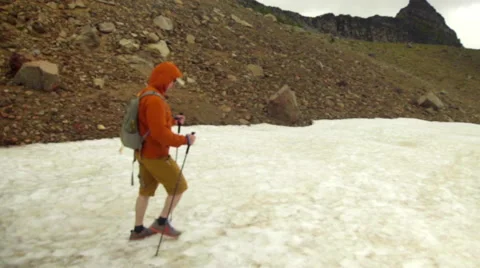 Man hikes on a glacier Stock Footage 59518778