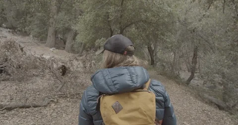 Man is hiking in the forest Stock Footage 119407964