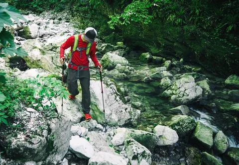 Man hiking Foto stock