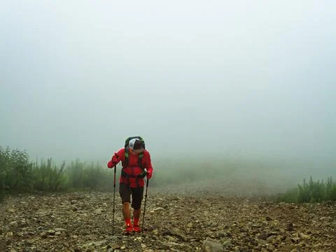 Man hiking Foto stock