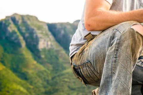 Man on hill Stock Photos