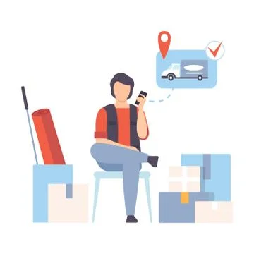 Man hires a truck for relocation vector illustration Stock Illustration