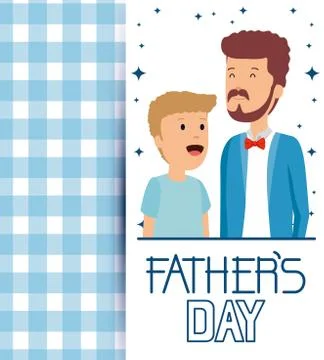 Man with his boy with fathers card to celebrate holiday Stock Illustration