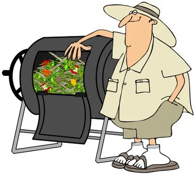 Man with his composter Stock Illustration