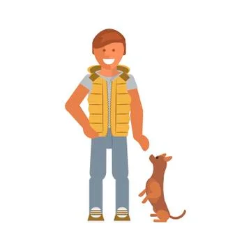 Man with his dog Stock Illustration