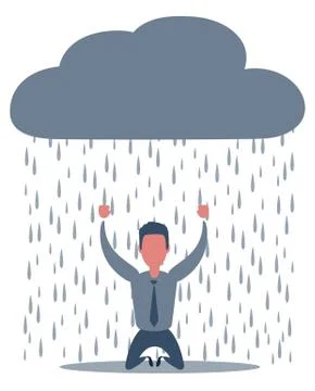 A man on his knees crying. Illustrazione stock