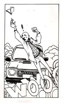 A man hit by a car Illustrazione stock