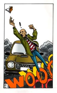 A man hit by a car Illustrazione stock