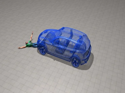 Man hit , run over by car. 3d render Stock Footage 72291961