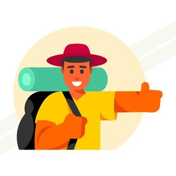 Man-hitchhiking Stock Illustration