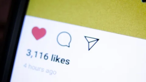 Man hits like button on Instagram page. Social media and networking concept. 스톡 동영상 129666295